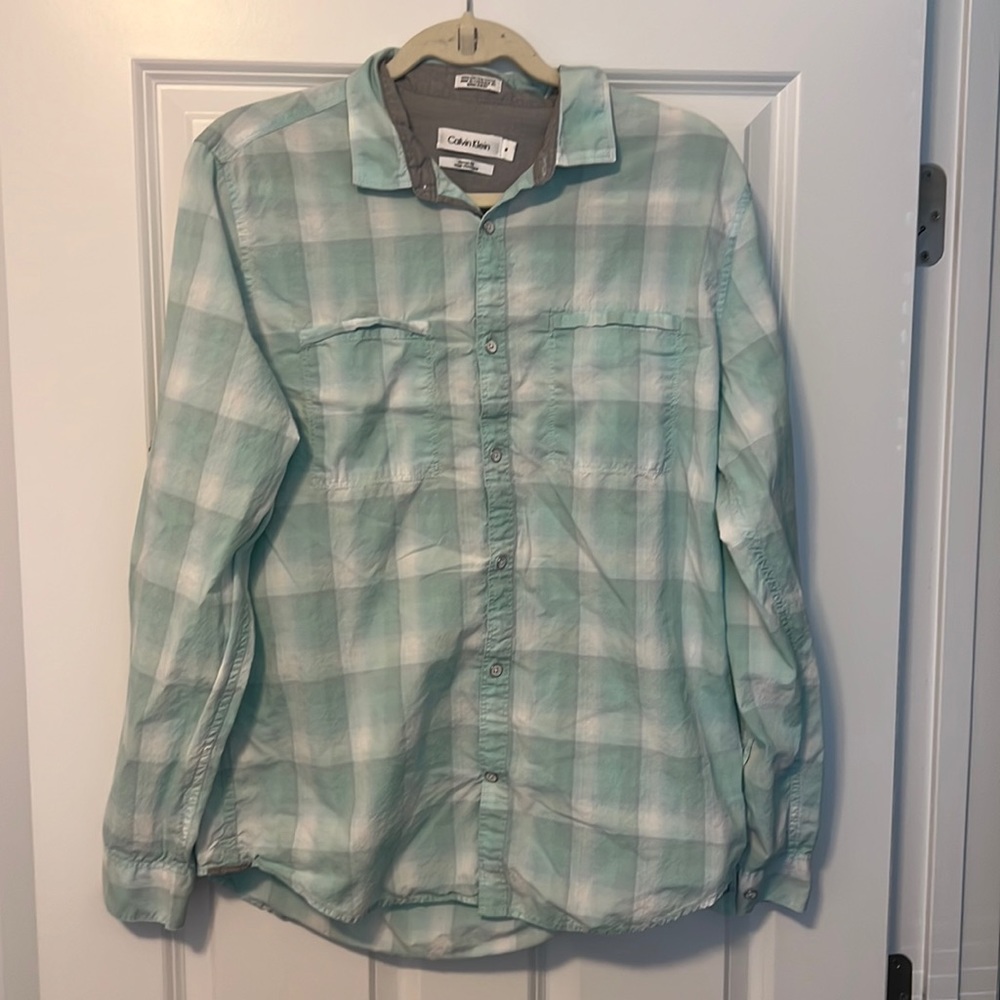 Mint Green/White Calvin Klein Button Down Shirt